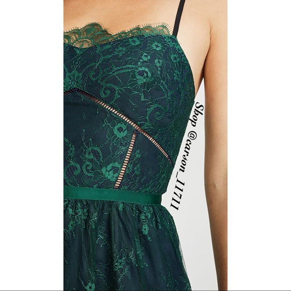 NWT Self Portrait Green Fine Lace Dress US4 - Picture 4 of 12